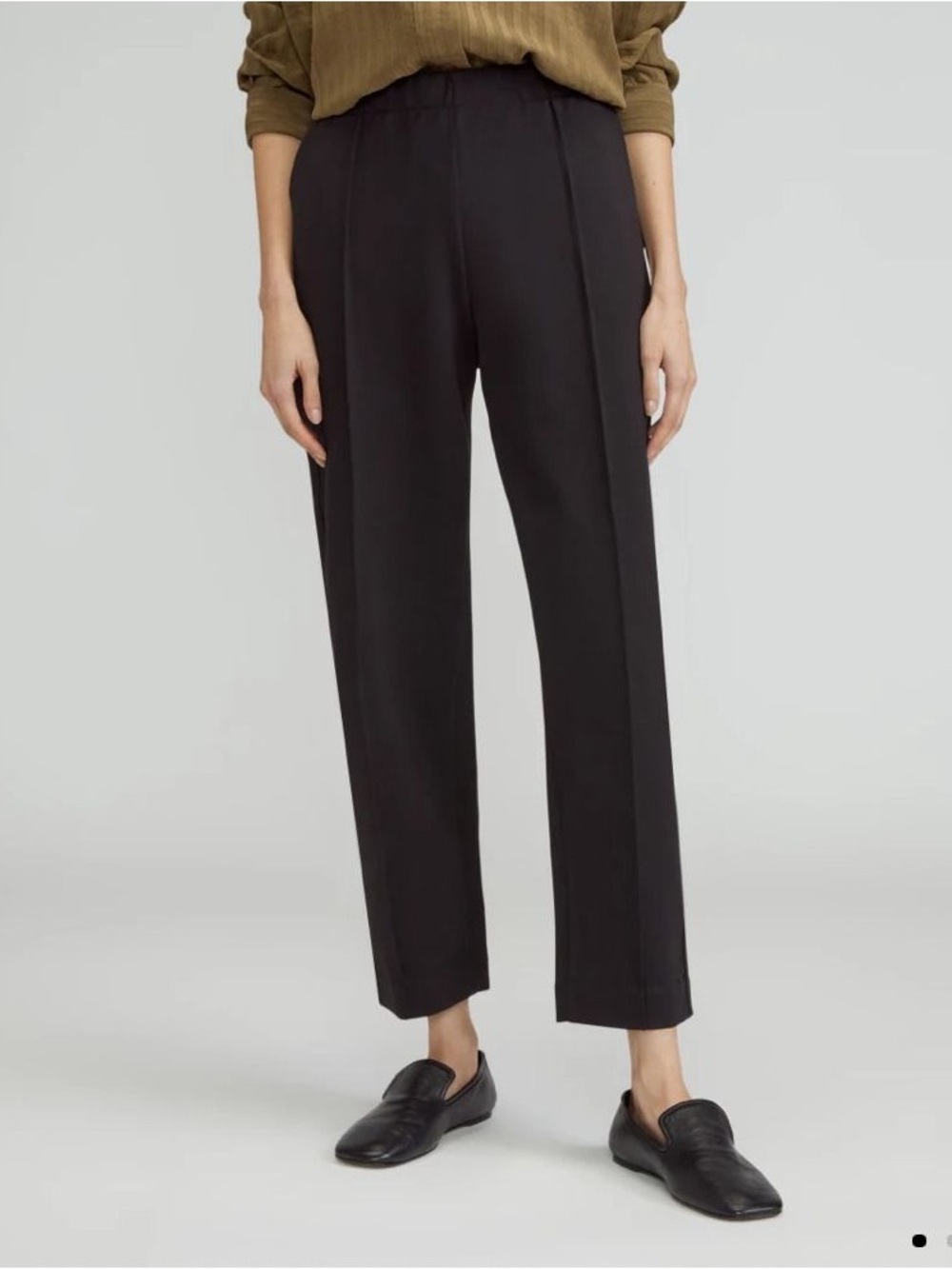 Everlane The Dream Pant Black Tapered Pintuck Elastic Waist S